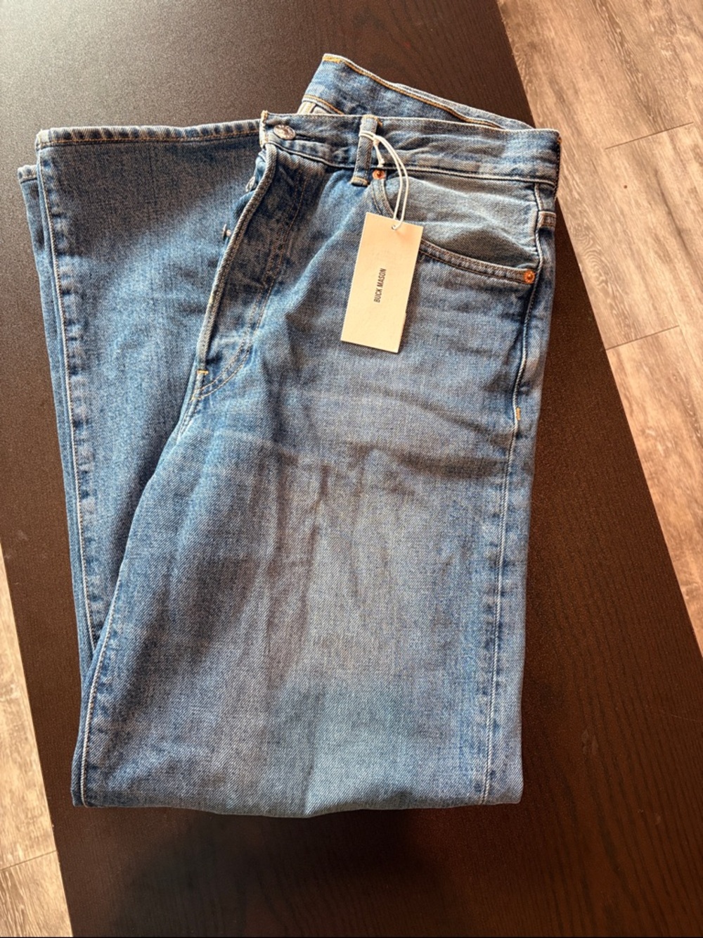 Buck Mason Women’s Classic Blue Wide-Leg Jeans